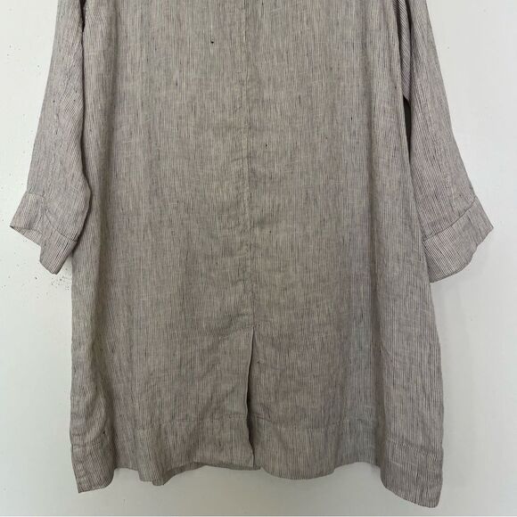 Eileen Fisher 100% Organic Linen Slub Pinstriped Long Sleeve Jacket Petite Large - Picture 8 of 11